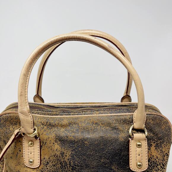 Michael Kors Brown Ultra Distressed Satchel Leather Bag Zip Top Crossbody Strap - Picture 13 of 16